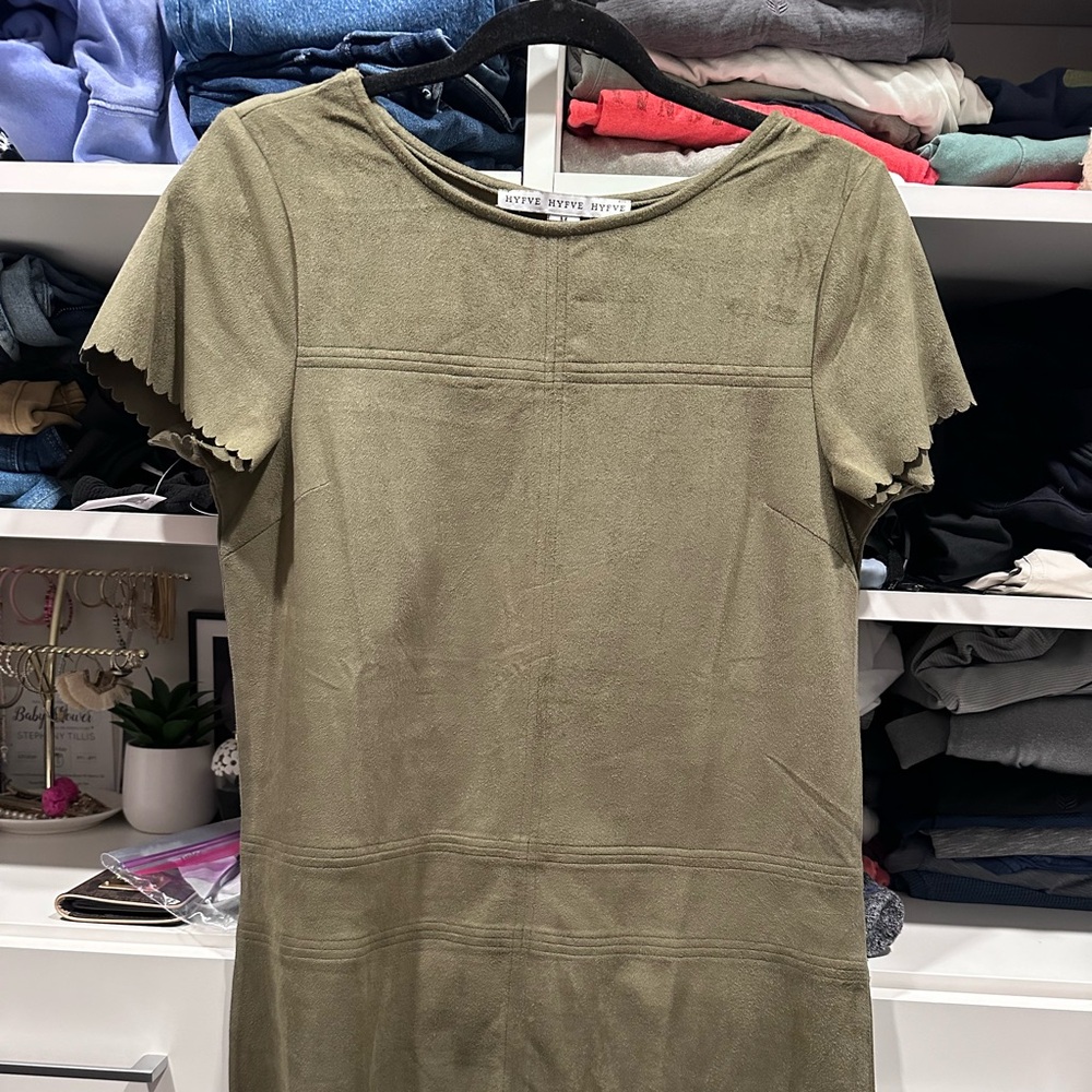army green suede dress